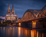 Cologne cathedral and bridge at night paint by numbers kit for beginners
