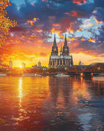 Cologne cathedral at sunset cross stitch kit for beginners