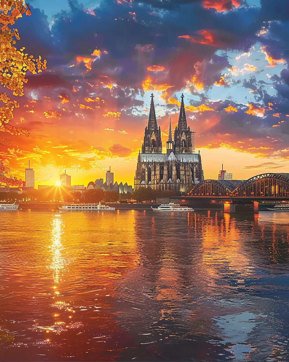 Cologne cathedral at sunset cross stitch kit for beginners