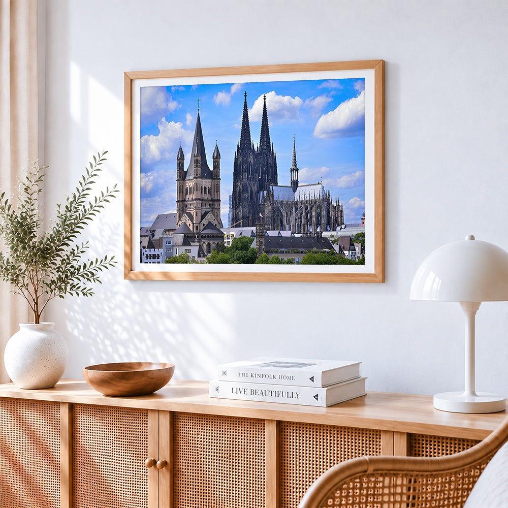 Cologne cathedral cross stitch artwork displayed on wall as home decor