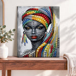 Finished colourful beaded beauty pearl diamond painting artwork displayed as home decor