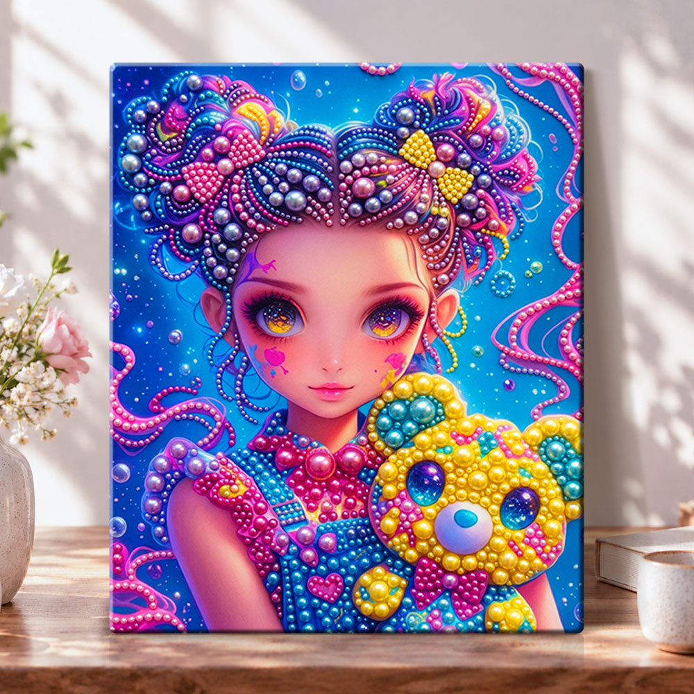 Colourful beaded doll pearl diamond painting kit for beginners