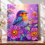 Colourful bird among flowers pearl diamond painting kit for beginners