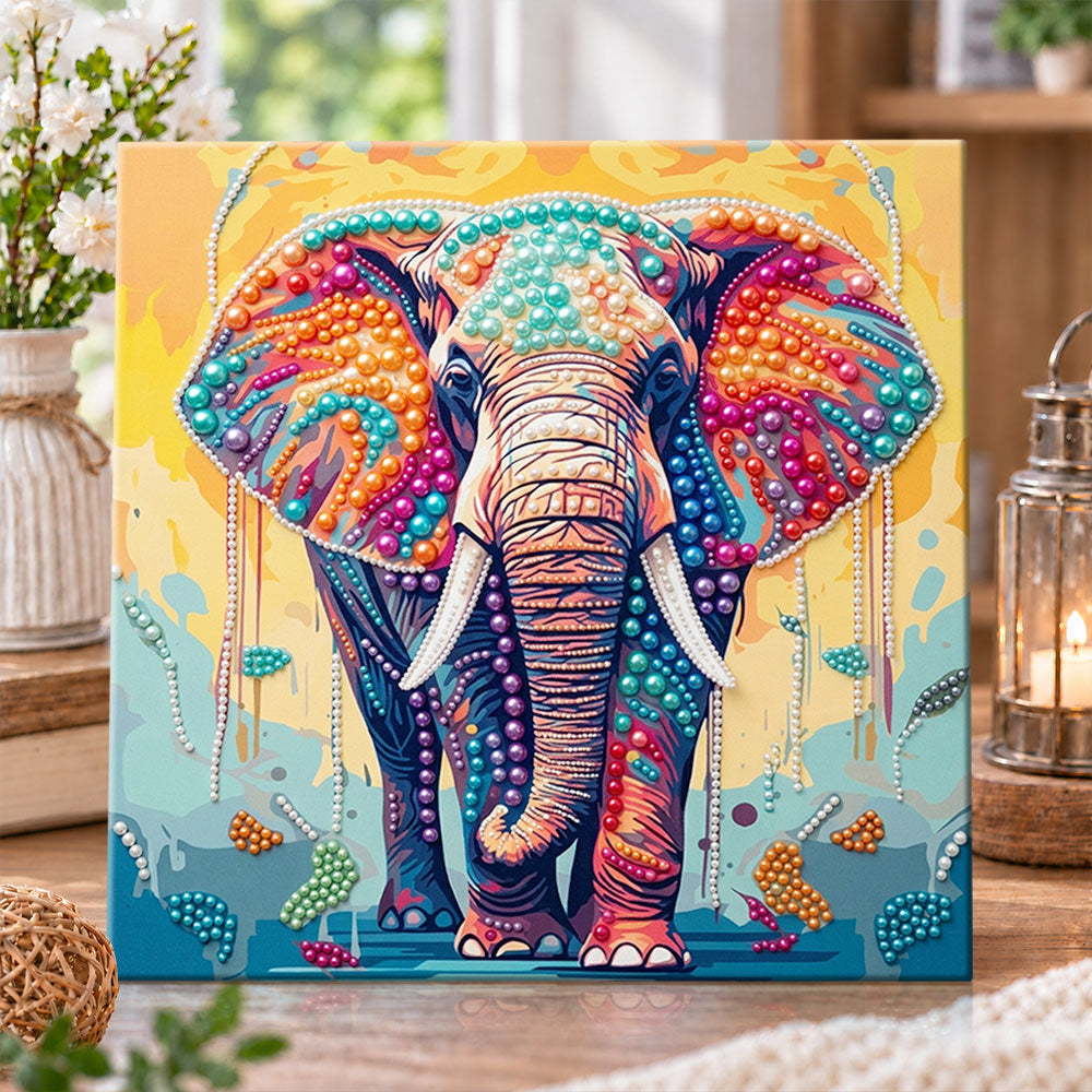 Colourful bohemian elephant pearl diamond painting kit for beginners