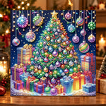 Colourful christmas tree with gifts pearl diamond painting kit for beginners