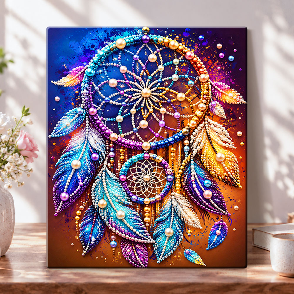 Colourful pearl dreamcatcher pearl diamond painting kit for beginners