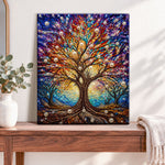 Finished colourful pearl tree of life pearl diamond painting artwork displayed as home decor