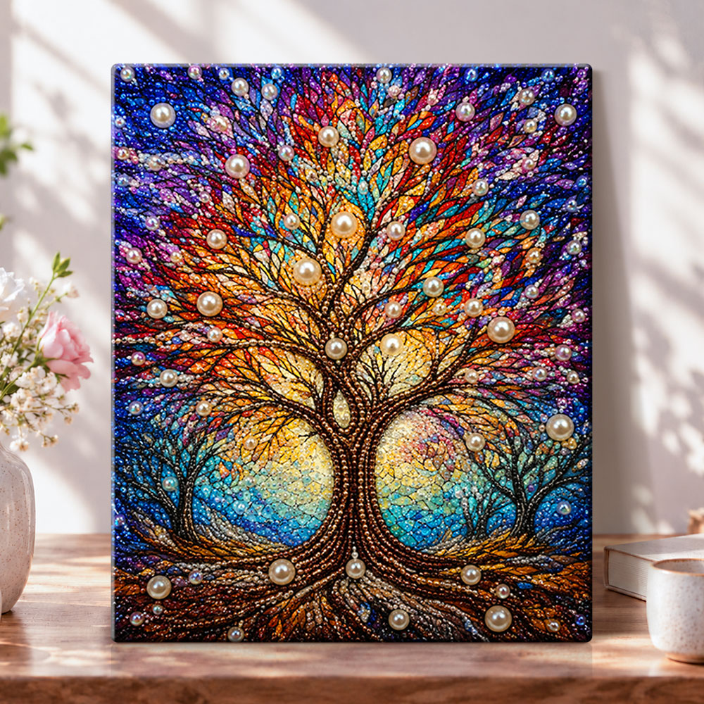 Colourful pearl tree of life pearl diamond painting kit for beginners