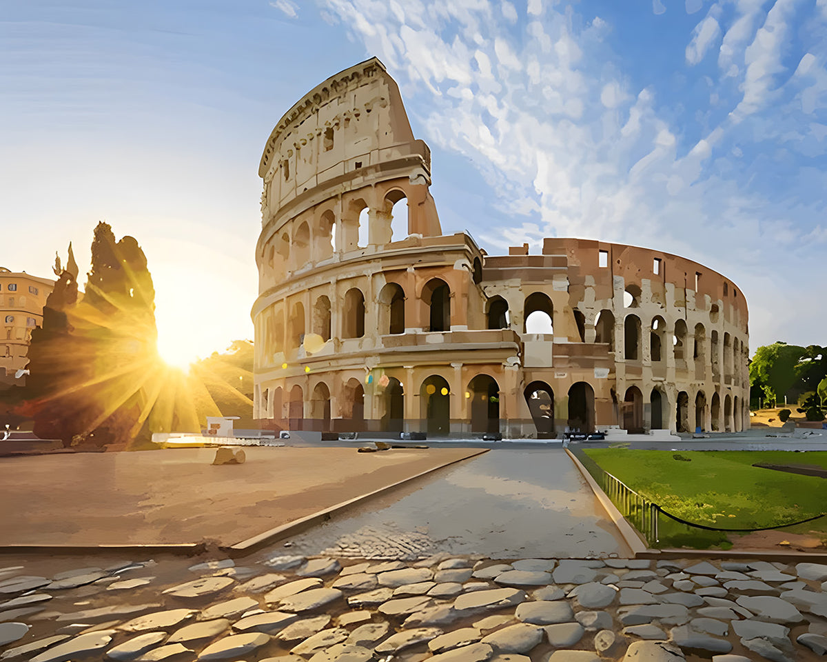 Colosseum in rome at sunrise paint by numbers kit for beginners