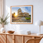 Colosseum in rome at sunrise paint by numbers artwork displayed on wall as home decor