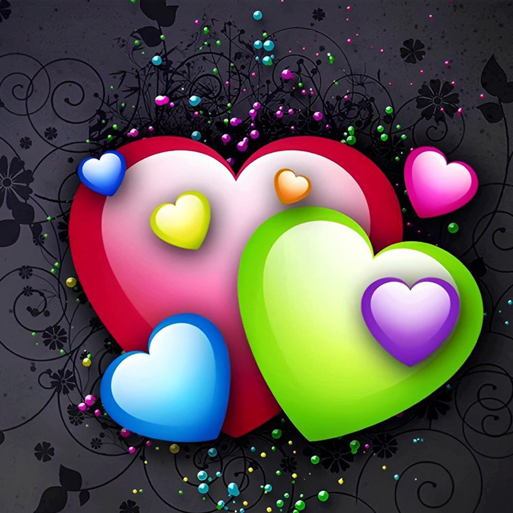 Colourful 3D hearts and vines cross stitch kit for beginners