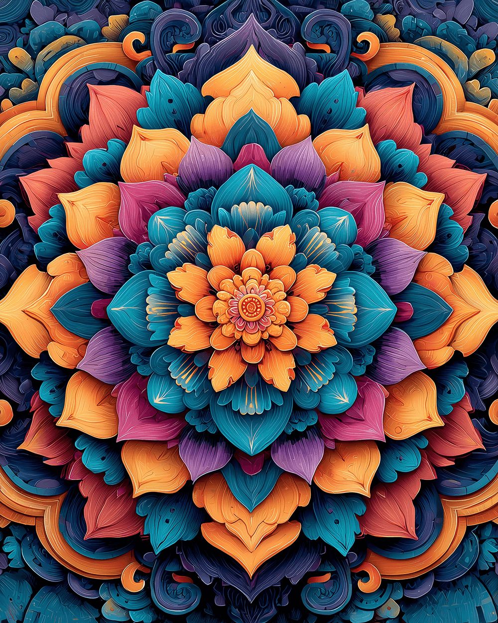 Colourful 3D mandala art cross stitch kit for beginners