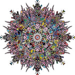 Colourful abstract biomorphic mandala cross stitch kit for beginners
