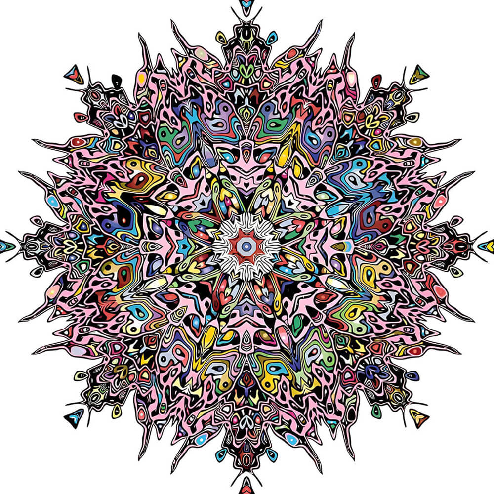 Colourful abstract biomorphic mandala cross stitch kit for beginners
