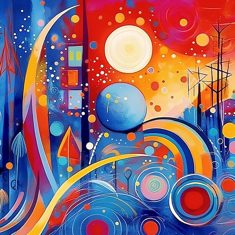 Colourful abstract city and stars cross stitch kit for beginners