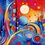 Colourful abstract city and stars cross stitch kit for beginners