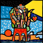 Colourful abstract cityscape cross stitch kit for beginners