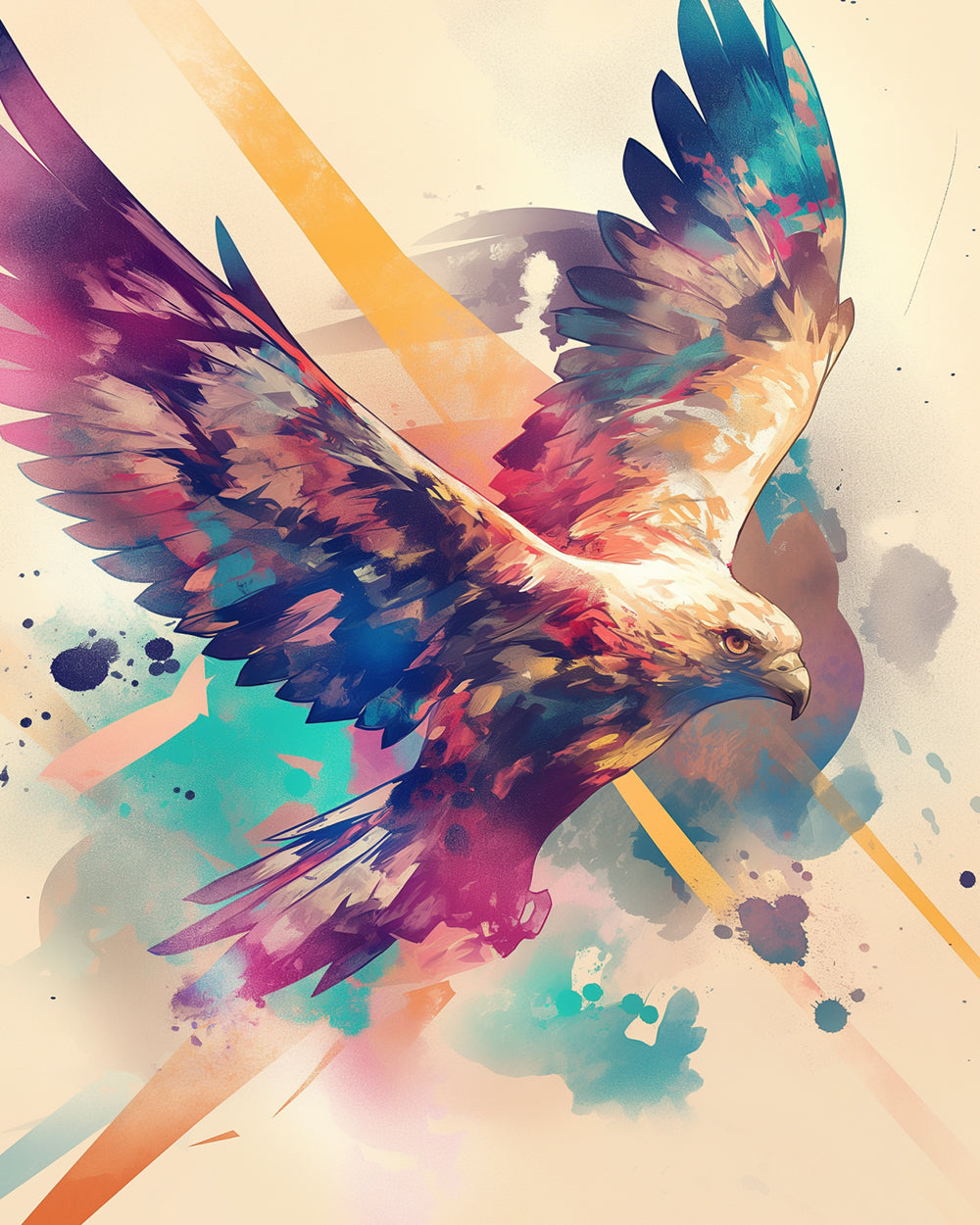 Colourful abstract eagle in flight cross stitch kit for beginners