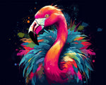 Colourful abstract flamingo paint by numbers kit for beginners