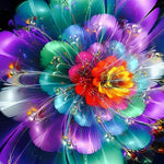 Colourful abstract flower burst cross stitch kit for beginners