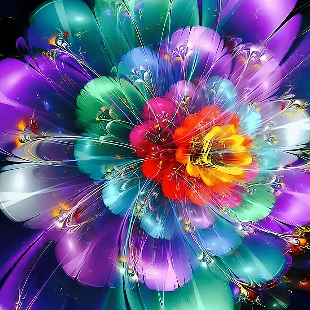 Colourful abstract flower burst cross stitch kit for beginners