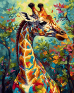 Colourful abstract giraffe in the forest cross stitch kit for beginners