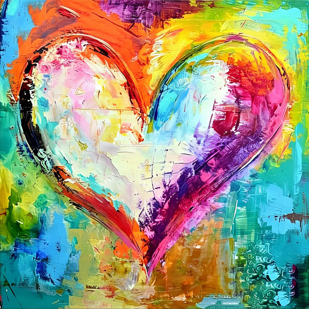 Colourful abstract heart cross stitch kit for beginners