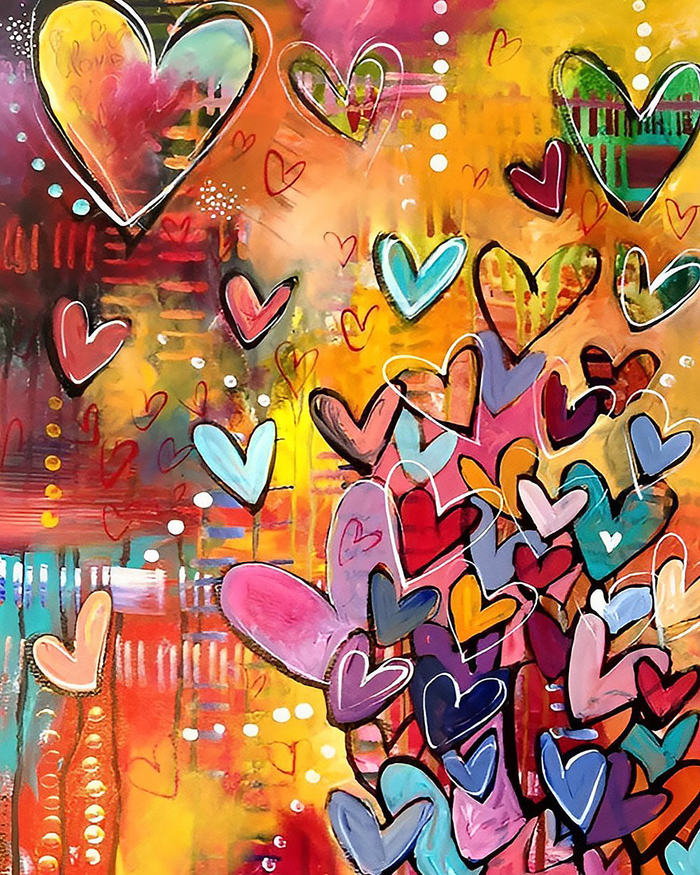 Colourful abstract hearts cross stitch kit for beginners