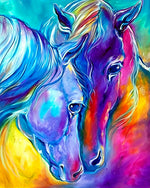 Colourful abstract horses paint by numbers kit for beginners