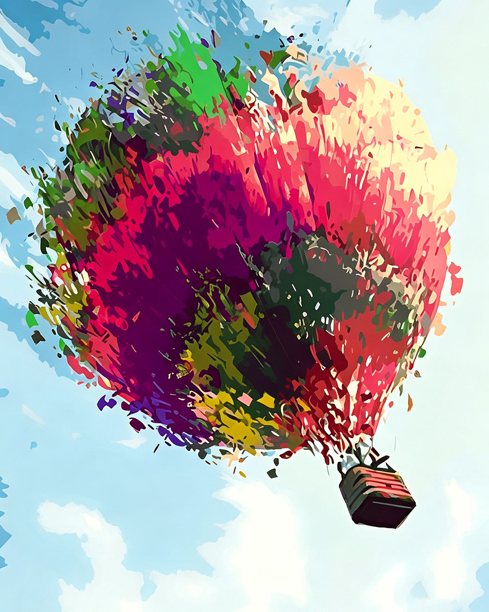 Colourful abstract hot air balloon cross stitch kit for beginners