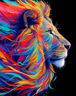 Colourful abstract lion profile cross stitch kit for beginners