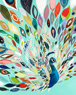Colourful abstract peacock cross stitch kit for beginners