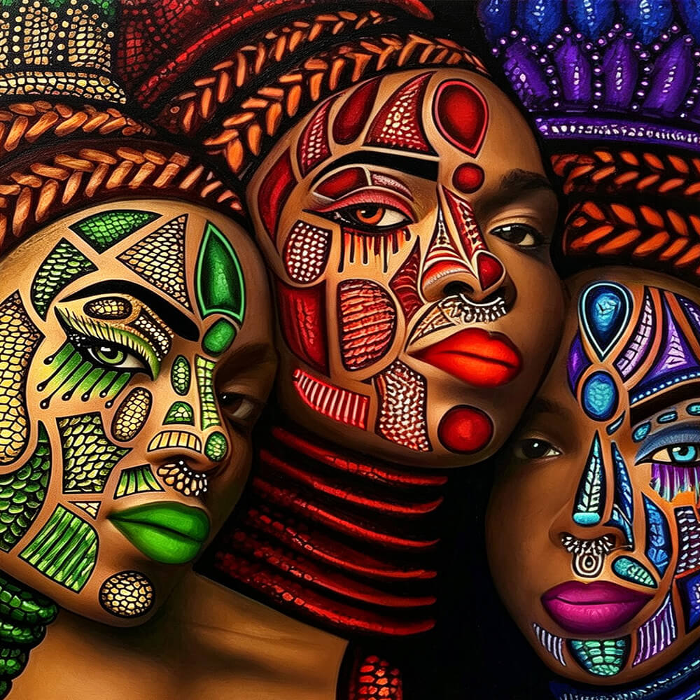 Colourful african inspired portrait cross stitch kit for beginners