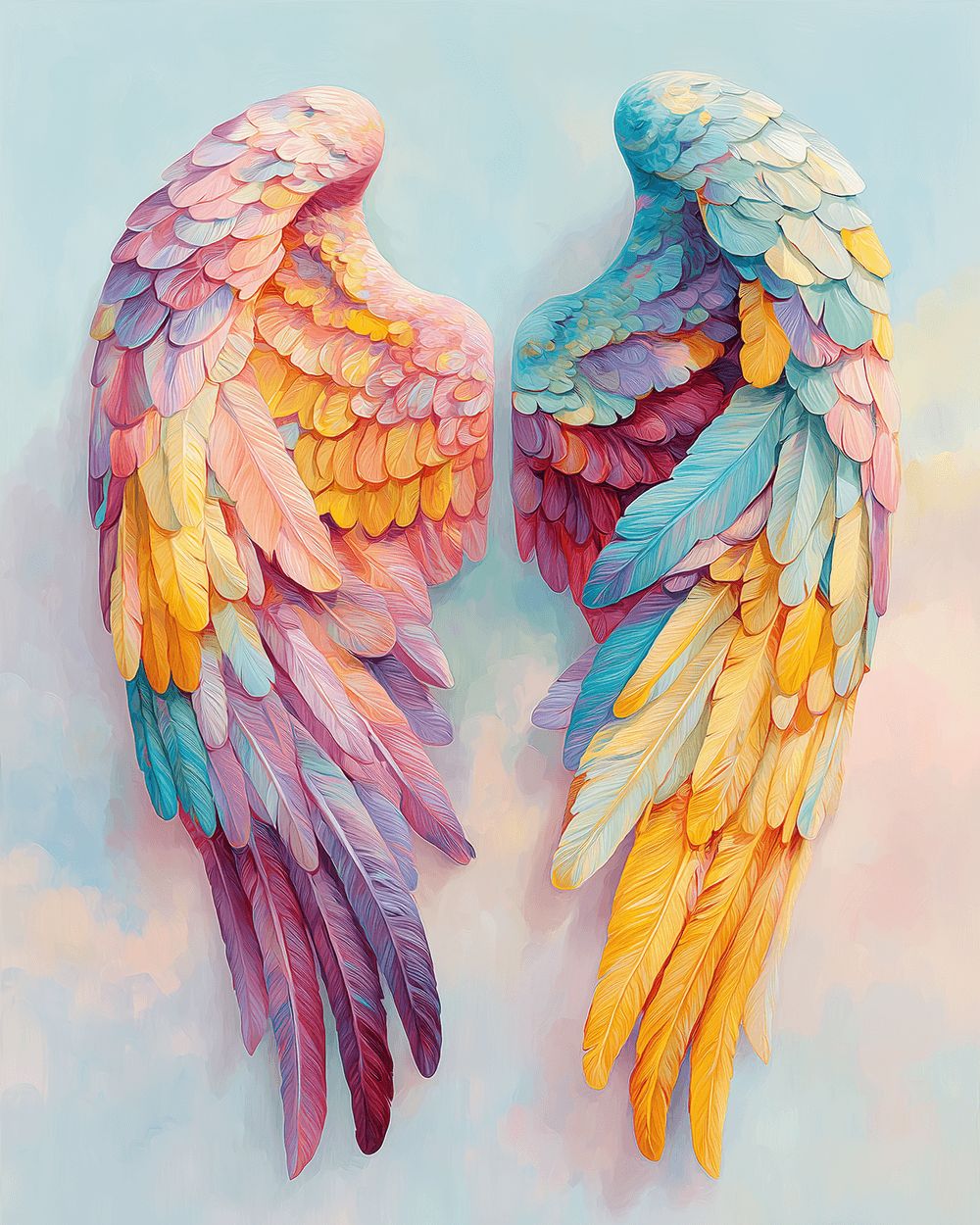 Colourful angel wings cross stitch kit for beginners
