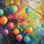 Colourful baubles on tree branches cross stitch kit for beginners