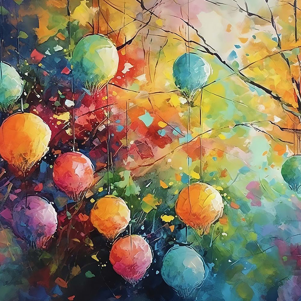 Colourful baubles on tree branches cross stitch kit for beginners