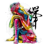 Colourful buddha with calligraphy cross stitch kit for beginners