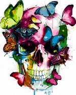 Colourful butterflies on the skull cross stitch kit for beginners