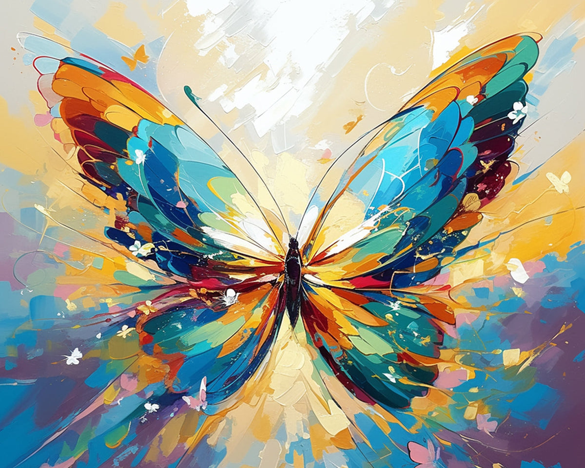 Colourful butterfly in flight cross stitch kit for beginners