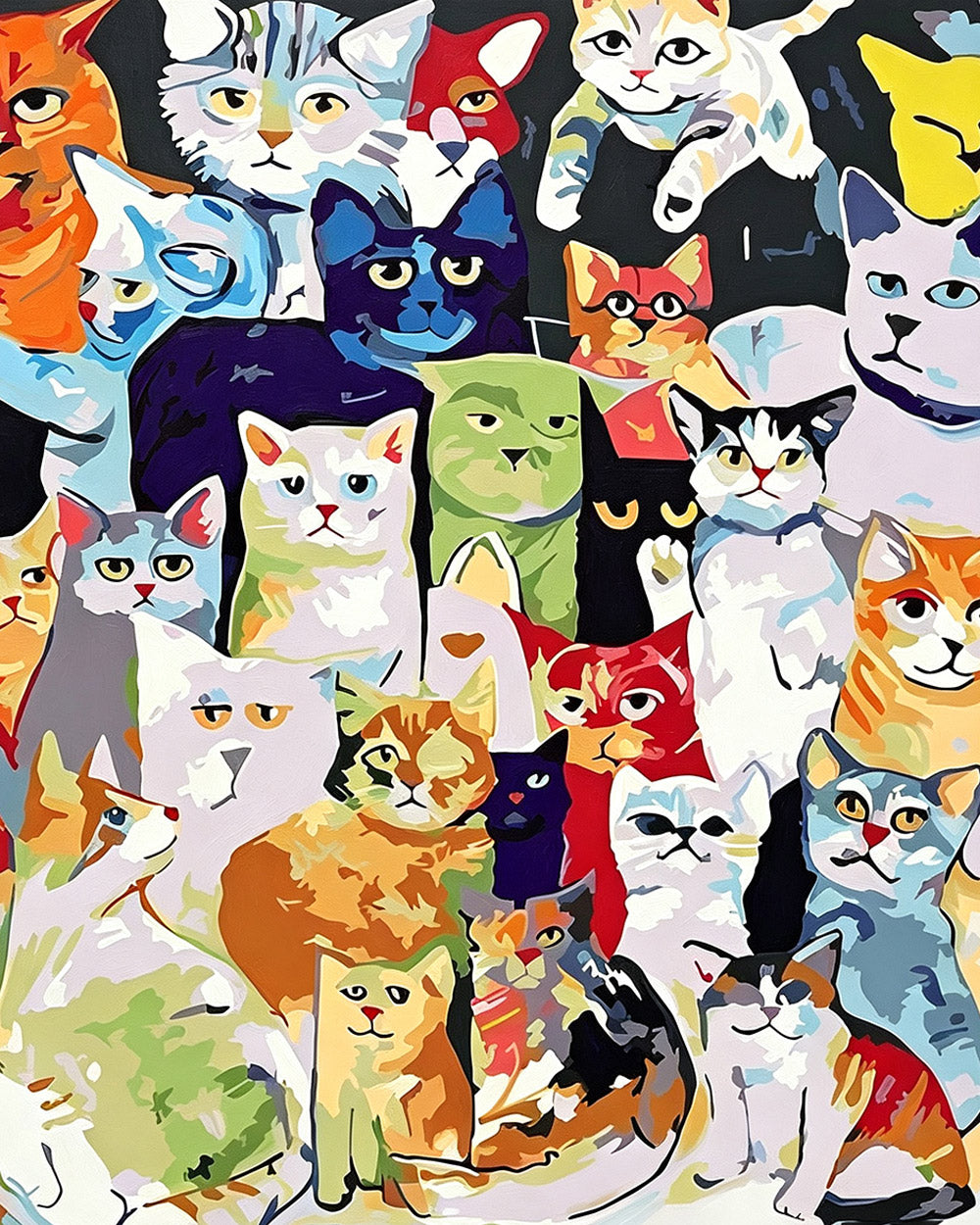 Colourful cartoon cats cross stitch kit for beginners