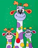 Colourful cartoon giraffes cross stitch kit for beginners