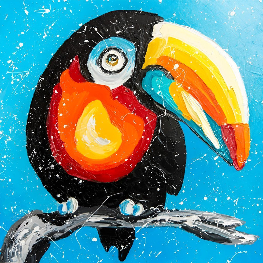 Colourful cartoon toucan cross stitch kit for beginners