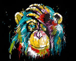 Colourful chimpanzee portrait paint by numbers kit for beginners