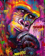 Colourful chimpanzee thinking cross stitch kit for beginners