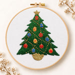 Colourful christmas tree embroidery kit