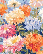 Colourful chrysanthemums cross stitch kit for beginners