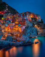 Colourful cinque terre at night cross stitch kit for beginners