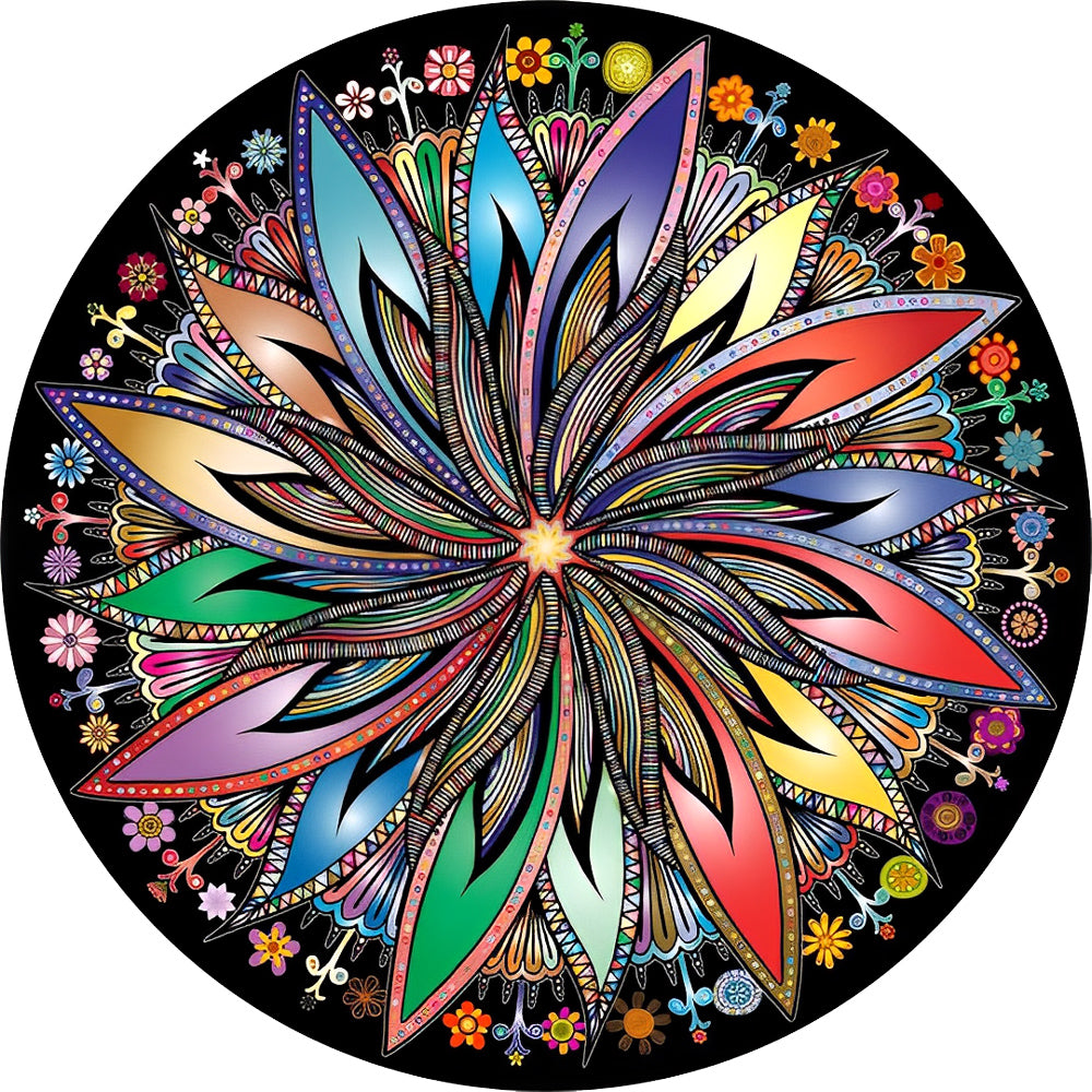 Colourful circular mandala cross stitch kit for beginners