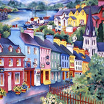 Colourful coastal town cross stitch kit for beginners