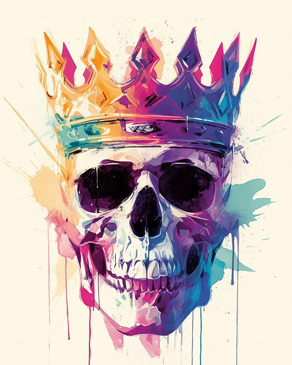 Colourful crowned skull cross stitch kit for beginners
